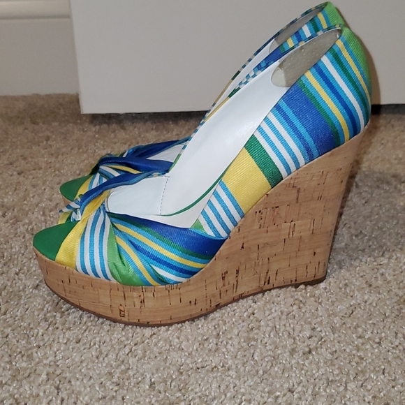 Nine West Multi-Color Stripe Wedges - Picture 2 of 4